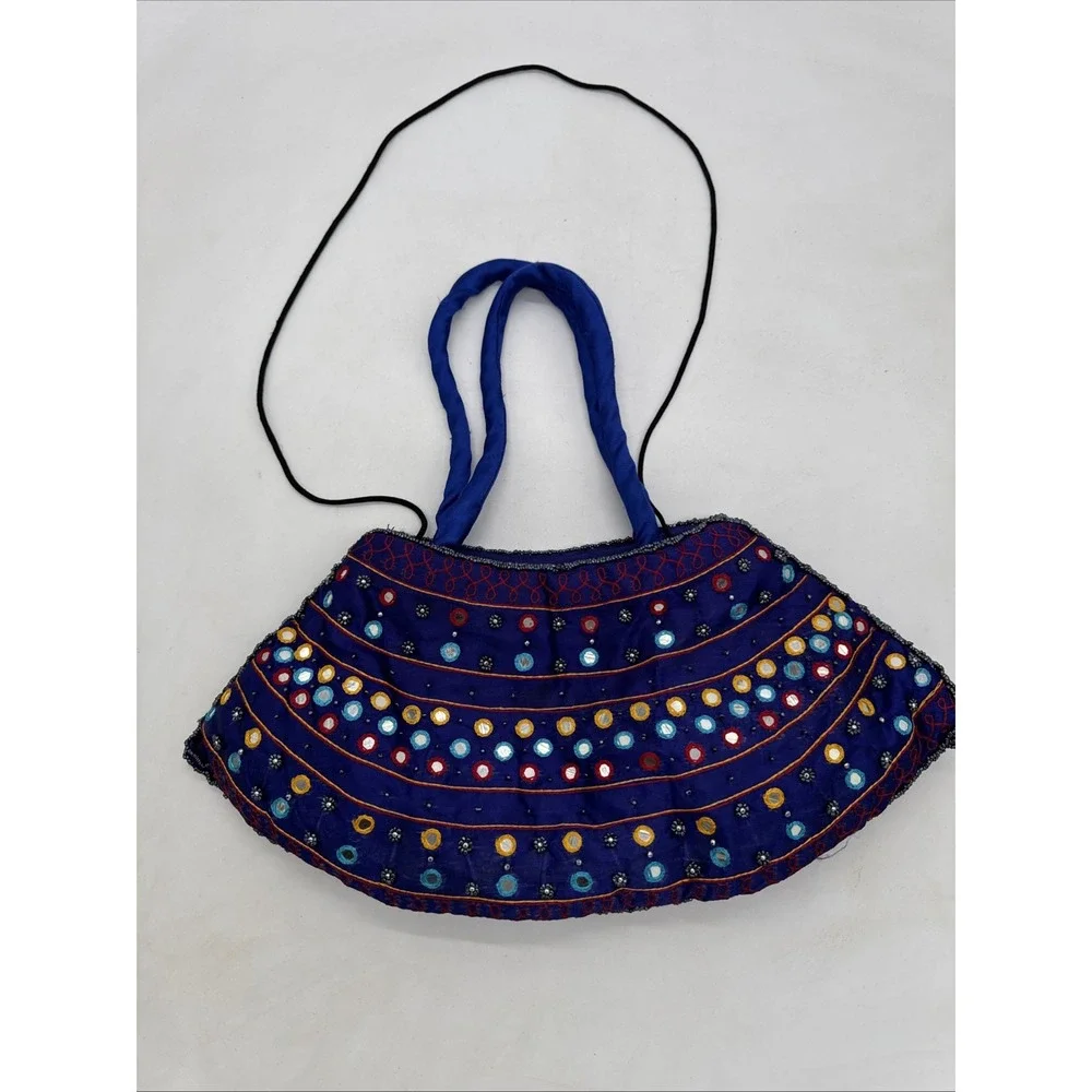 Handmade Bohemian Indian Boho Sequined Embroidered Purple Purse Bag